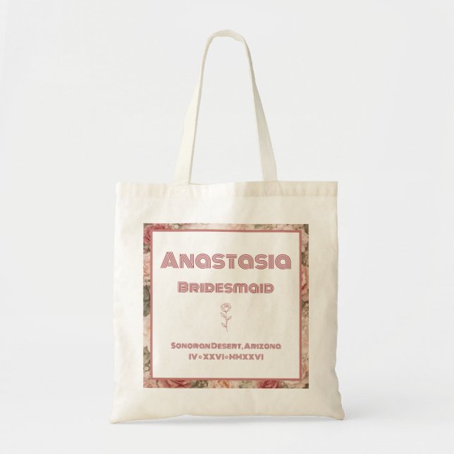 Bolsa Tote para Damas de Honra Rosa Rosa – Persona (Frente)