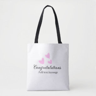 Bolsa Tote Parabéns coração rosa formatura aquarela