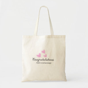 Bolsa Tote Parabéns coração rosa formatura aquarela a