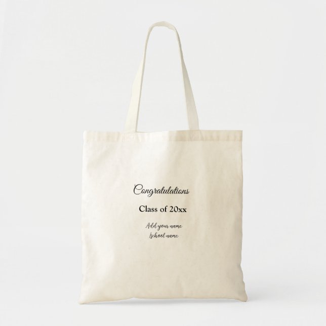 Bolsa Tote Parabéns de graduação simples, adicionar classes m (Frente)