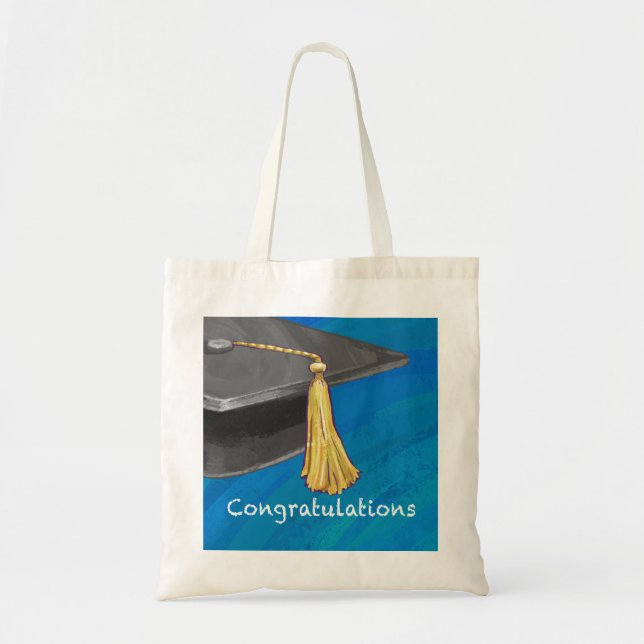 Bolsa Tote Parabéns preto e azul (Frente)