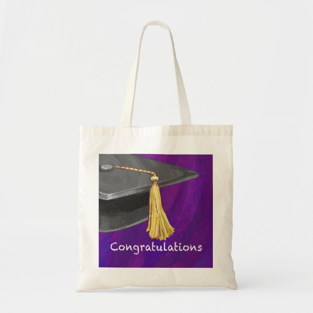 Bolsa Tote Parabéns preto e roxo (Frente)