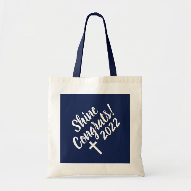 Bolsa Tote Parabéns White Cross Time to Shine Graduation Blue (Frente)