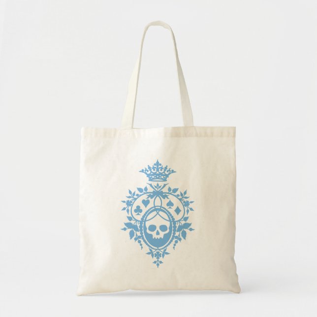 Bolsa Tote Parada azul com crânio e roupas de cama (Frente)