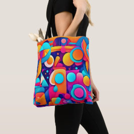 Bolsa Tote Parada Geométrica no Caos Colorido