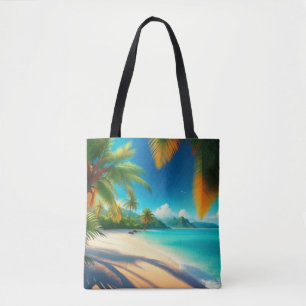 Bolsa Tote Paraíso de Praia Tropical - Arte de Palmeira