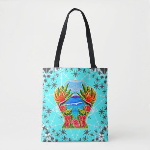 Bolsa Tote Paraíso Havaiano Duas Vezes (Azul)