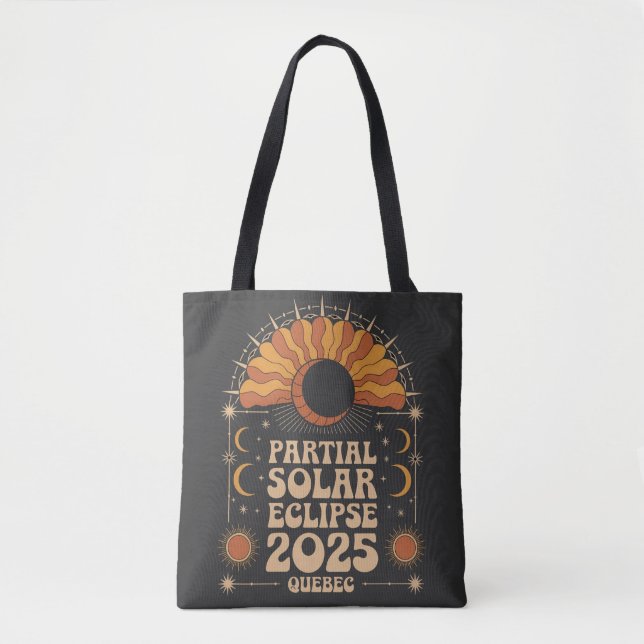 Bolsa Tote Parcial Solar Eclipse 2025 Quebec Canadá (Frente)