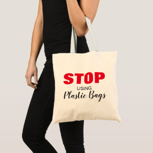 Bolsa Tote "Pare de usar bolsas plásticas" Tipografia Preta e