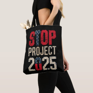 Bolsa Tote Pare o Projeto 2025 Trump Biden Vintage