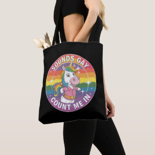 Bolsa Tote Parece Gay Me Conta Comigo Arco-Íris Unicórnio LGB