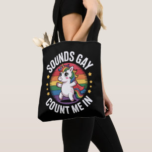 Bolsa Tote Parece Gay Me Inclua Arco-Íris Unicórnio Orgulho L