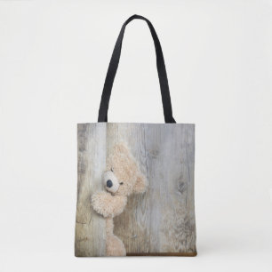 Bolsa Tote Parede de Madeira Rústica De Urso Bastante Enchido