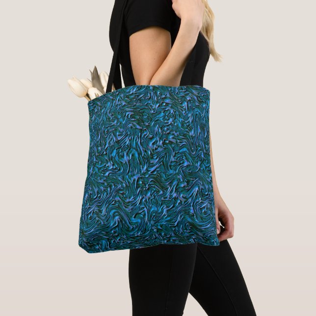 Bolsa Tote Parede russa texturizada em azul de cadete queimad (Close Up)