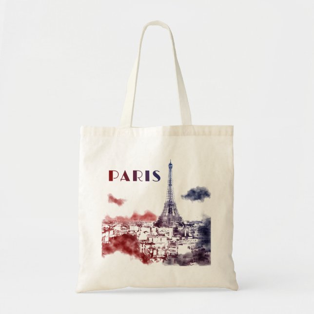 Bolsa Tote Paris City Skyline Eifel Tower Viagem França (Frente)