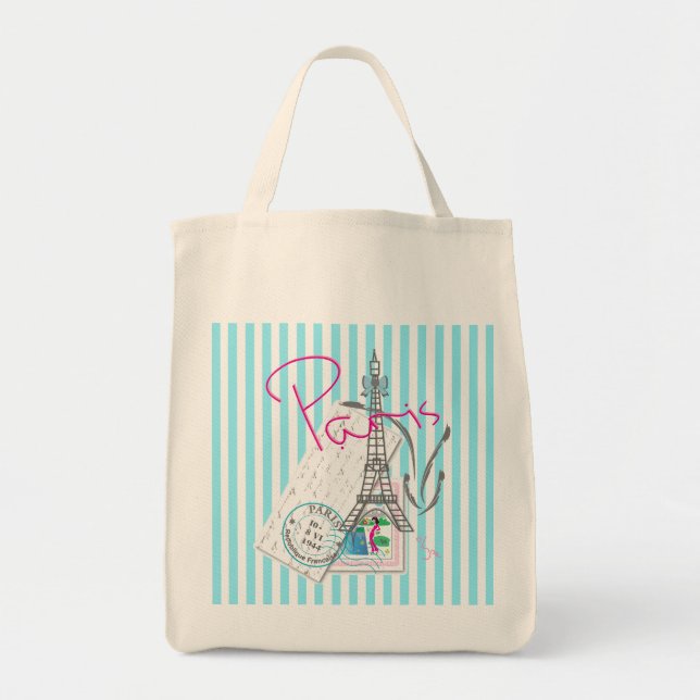 Bolsa Tote Paris com amor e torre Eiffel (Frente)