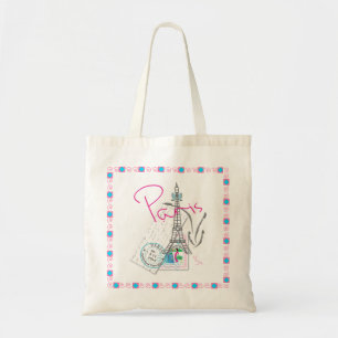Bolsa Tote Paris com amor e Torre Eiffel