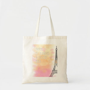 Bolsa Tote PARIS é sempre uma boa ideia, aquarela