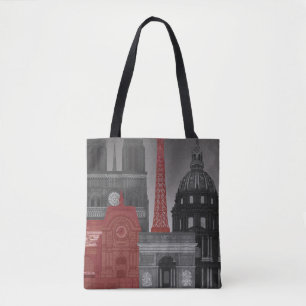 Bolsa Tote Paris Elevações por Noite - Vermelho