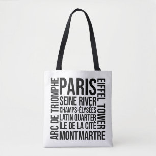 Bolsa Tote Paris, França, Marcas Tipografia, Arte Palavra