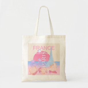 Bolsa Tote Paris, França, Viagem Art, Preppy, Pastel