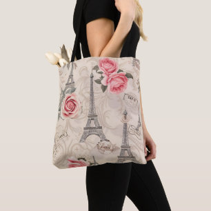 Bolsa Tote Paris França Vintage Pattern