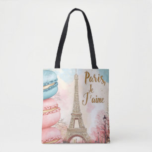 Bolsa Tote Paris, Je T'aime - Torre Eiffel com Macarons