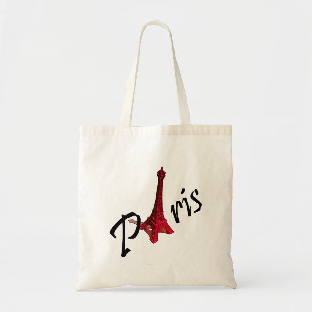 Bolsa Tote Paris, torre Eiffel vermelha (Frente)