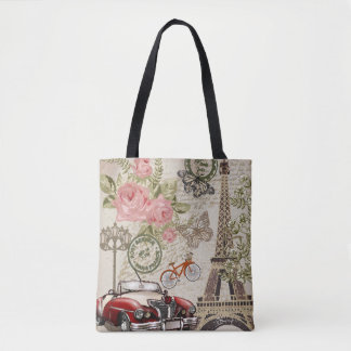 Bolsa Tote Paris Vintage: Estilo do Cartão-Postal