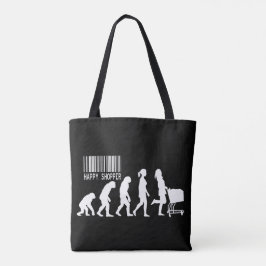 Bolsa Tote Paródia da Evolução da Mulher Compradora Feliz