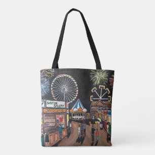 Bolsa Tote Parque de diversões à noite Pintura de Alfred Fox