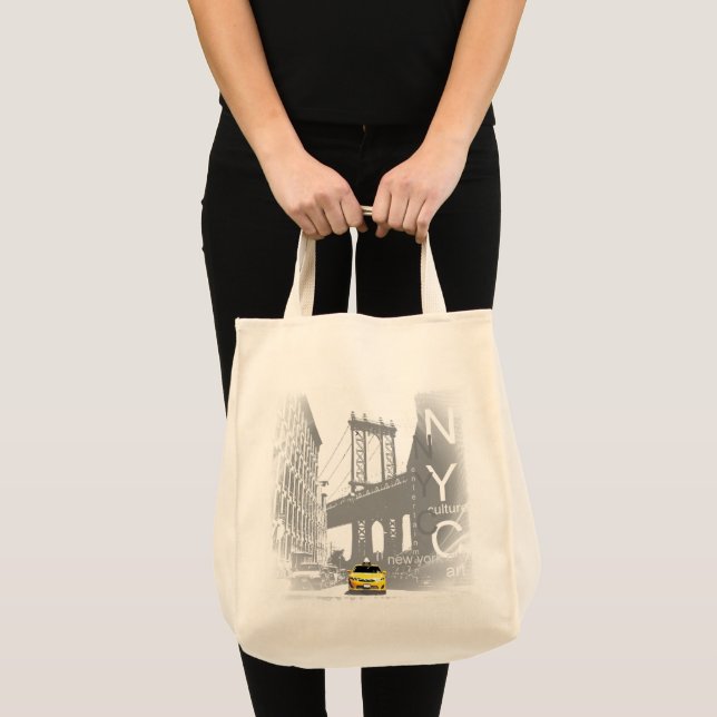 Bolsa Tote Parte superior amarela elegante do táxi de Nyc (Frente (produto))