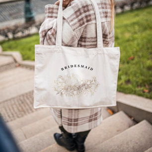 Bolsa Tote Partido da Mão Botânica de Bridesmaid Desenhada