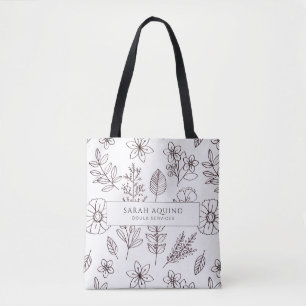 Bolsa Tote Parto Whimsic Doula Midwith Drawn Floral T