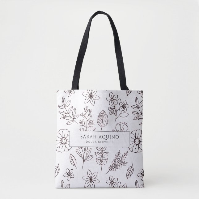 Bolsa Tote Parto Whimsic Doula Midwith Drawn Floral T (Frente)