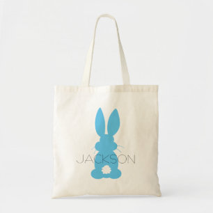 Bolsa Tote Páscoa azul da silhueta do coelho personalizada