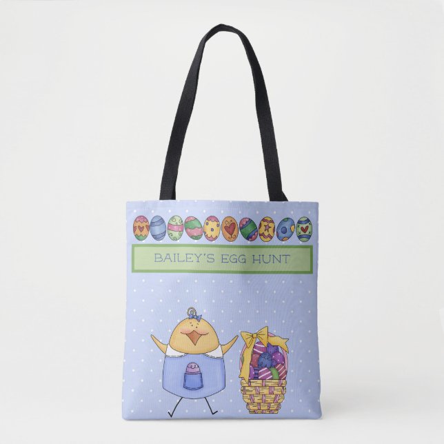 Bolsa Tote Páscoa Chic - Caça ao Ovo de Páscoa Personalizada (Frente)