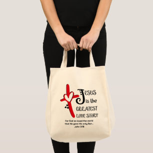 Bolsa Tote Páscoa Cristã JESUS O MAIOR AMOR João 3v16