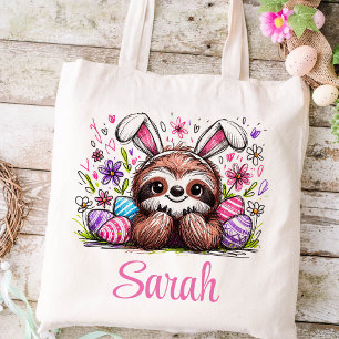 Bolsa Tote Páscoa Lenta Crianças Nome Raparigas Coelhinhos