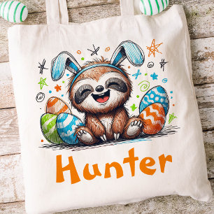 Bolsa Tote Páscoa Leve Crianças Nome Boys Bunny