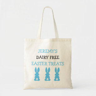 Bolsa Tote Páscoa personalizada azul da alergia de comida do