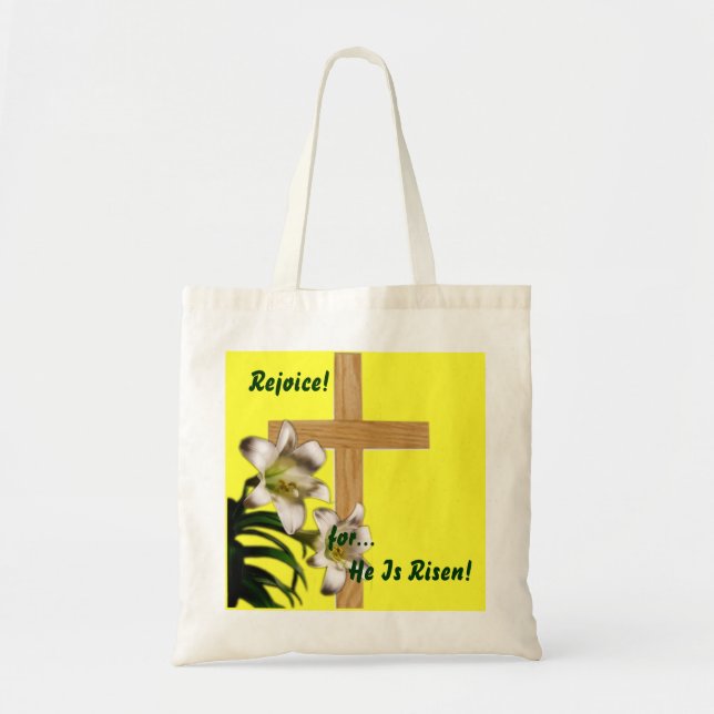 Bolsa Tote Páscoa Religiosa - Alegria por Ele ser Risen - Sac (Frente)