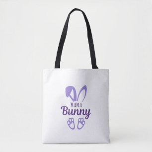 Bolsa Tote Páscoa Roxa Bonita Mamãe Coelho Coelho Orelha Mãe