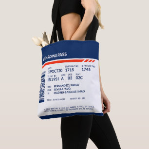Bolsa Tote Passagem de embarque - Azul e Vermelho