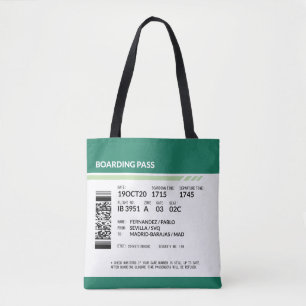 Bolsa Tote Passagem de embarque - Verde