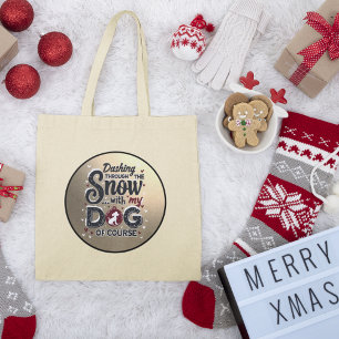Bolsa Tote Passando Por Neve Com Meu Cão - Feriado