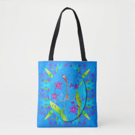 Bolsa Tote Passarinho de Orquídea Bonito 