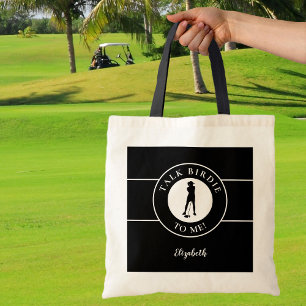Bolsa Tote Passarinho Engraçado Fala Comigo Golfista Preto e 
