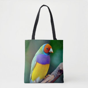 Bolsa Tote Passarinho gouldian colorido