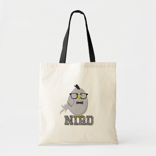Bolsa Tote Passarinho Nerd Engraçado com Óculos | Geeko Pássa (Frente)